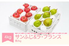 【先行予約】りんご サンふじ 2kg  ラ・フランス 2kg 計4kg 令和7年産 2025年産 山形県産 果物 ラフランス リンゴ 林檎 セット ns-rilax4