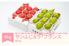 【先行予約】りんご サンふじ 3kg  ラフランス 3kg 計6kg 令和7年産 2025年産 山形県産 ラ・フランス リンゴ 洋梨 林檎 セット 果物 ns-rilax6