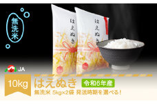 米 10kg 5kg×2 はえぬき 無洗米 令和6年産 2025年9月上旬 ja-hamxb10-9a