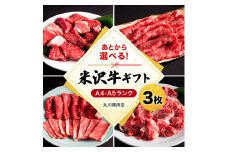 米沢牛選べるギフト券３枚（丸川精肉店）_B021