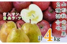 【2025年11月～12月発送】山形秋の旬果2種詰合せ（ラフランス・蜜入サンふじ合計4kg）_H124(R7)