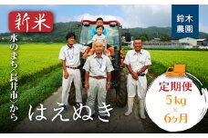 【定期便6ヶ月】【令和6年産新米】鈴木・ファーム「はえぬき」5kg×1袋×6ヶ月_A141(R6)