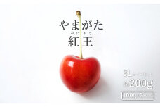 【2025年6月～発送分先行受付】さくらんぼ「やまがた紅王」200g(3L～4L・100g×2パック詰)_H202(R7)