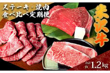 【定期便3ヶ月】合計約1.2kg！大場の「A5ランク」米沢牛が3ヶ月連続で届く！ステーキ・焼肉食べ比べ定期便（カルビ焼肉用、ももステーキ、サーロインステーキ）_B131