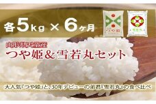 06R1002-2　つや姫&雪若丸定期便(各5kg)6回お届け【令和6年産】