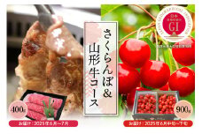 【2025年 全2回定期便】GI 東根さくらんぼ 「佐藤錦」＆山形牛コース （2025年6月からスタート）hi999-036-1