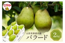 【令和7年産 先行予約】西洋梨バラード2kg　秀品　化粧箱入り 山形県 東根市 東根農産センター提供 hi027-191-1