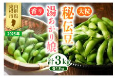 【2025年 定期便 全2回】 枝豆「湯あがり娘」1.5kg と 「秘伝豆」 1.5kg JA提供 山形県 東根市　hi003-131-1