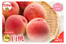 【2025年産　先行予約】白桃 品種おまかせ 秀品2kg(やわらかめ) 山形県 東根市　hi004-hi062-022-1