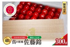 【2026年産　先行予約】真の桜桃 佐藤錦　桐箱詰め300g 山形県 東根市　hi062-050