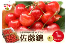 【2025年 先行予約】2025年産 東根産さくらんぼ佐藤錦 秀L 1kgバラ詰め (500g×2P) 山形県 東根市　hi026-005-1