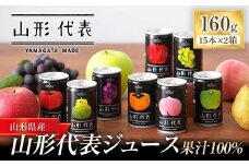 ストレート果汁100%ジュース 「山形代表ジュース」 15本入り×2箱 『山形食品(株)』 JA山形おきたま ジュース ストレート 山形代表 旬 果物 果汁100％ 無添加 セット 詰合せ りんご 青りんご もも ラ・フランス 柿 ぶどう トマト 山形県 南陽市 [36]