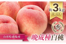 【令和7年産先行予約】 晩成のもも「だて白桃･さくら･西王母 等」 約3kg (6～11玉) 《令和7年9月中旬～発送》 『生産者 髙橋 賢一』 桃 モモ 果物 フルーツ 産地直送 生産農家直送 山形県 南陽市 [1107]