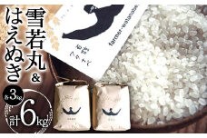 特別栽培米 雪若丸・はえぬき 各3kg (計6kg) 『最上園』 米 白米 ご飯 農家直送 山形県 南陽市 [1683]