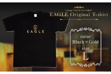 EAGLE Original T-shirt ブラック×ゴールド Lサイズ 『Lounge EAGLE』 山形県 南陽市 [1765-3]