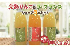 完熟りんご ＆ ラ・フランスジュース セット [100%果汁] 1000ml×3本 『旬の果実 佐藤市右衛門農園』 山形県 南陽市 [1966]