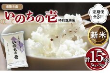 【令和7年産 新米 先行予約】 【金賞受賞農家】 《定期便3回》 特別栽培米 いのちの壱 5kg×3か月 《令和7年10月中旬～発送》 『あおきライスファーム』 山形南陽産 米 白米 精米 ご飯 農家直送 山形県 南陽市 [1616-AR7]