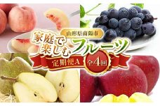 【令和8年産先行予約】 《定期便4回》 家庭で楽しむフルーツ定期便A 『フードシステムズ』 桃 ピオーネ ラ・フランス りんご 果物 フルーツ 山形県 南陽市 [1393-R8]