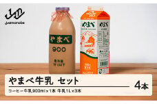 山形県産 やまべ牛乳セット (牛乳 1L×3・コーヒー牛乳 900ml×1) F20A-222