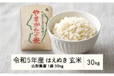 2023年 山形県産 はえぬき 玄米 30kg(1袋) 米 お米 おこめ ごはん ブランド米 令和5年産 山形県 山辺町 F21A-311