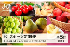 【先行予約】和 フルーツ 定期便 全5回 さくらんぼ 佐藤錦  もも 白桃 ぶどう シャインマスカット ラ・フランス りんご サンふじ 特秀 桐箱 化粧箱 ギフト 果物 2025年産 令和7年産 山形県産 mm-ft5xx
