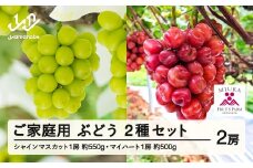 【ふるさと納税】先行予約 ぶどう シャインマスカット 約550g マイハート 約500g セット ご家庭用 令和7年産 2025年産 山形県山辺町産 フルーツ 果物 bg-busmk1050
