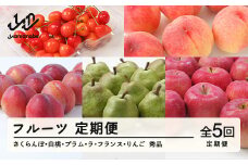 【先行予約】【フルーツ定期便】さくらんぼ・白桃・プラム・ラ・フランス・りんご 秀品 全5回 tf-ft5xxx