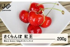 【先行予約】 さくらんぼ 紅王 3L以上 秀以上 100gダイヤパック×2 2026年産 令和8年産 山形県産 送料無料 mm-yb3ld200 ※沖縄・離島への配送不可