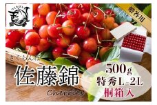【2025年発送】さくらんぼ　佐藤錦　特秀　L-2L　500ｇ　桐箱詰め