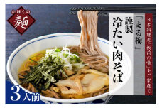 まる梅【謹製】かほく谷地の冷たい肉そば　生そば（約150g）×3人前セット！