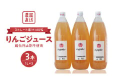 【保存料不使用・無水】手絞りりんごジュース（1L×3本）セット