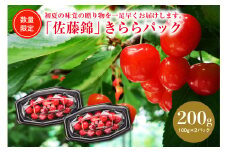 【令和7年産】ハウスさくらんぼ「佐藤錦」きららパック200g（100g×2） 山形県河北町産【JAさがえ西村山】