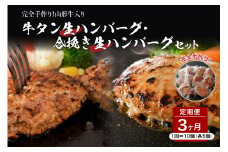 牛タン生ハンバーグと合い挽き生ハンバーグの食べ比べセット【3ヶ月定期便】