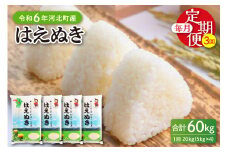 【令和6年産米】※2025年5月下旬スタート※ はえぬき60kg（20kg×3ヶ月）定期便 山形県産 【JAさがえ西村山】