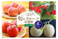 ※2025年発送※【令和7年産】山形県産 4種類 旬のフルーツ定期便（計4回） さくらんぼ  桃 メロン りんご