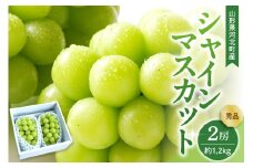 【令和7年産】 ぶどう シャインマスカット 2房入り（1房600g前後） 秀品 山形県河北町産【山形eLab】ka074-023