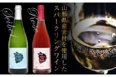 FYN9-740 月山山麓 スパークリングワイン飲み比べセット（セイベル・ロゼ）750ml×2 やや辛口 山形県 西川町