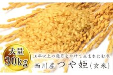 FYN9-102「つや姫」玄米 30kg（5kg×6） 山形県 西川町産 ツヤ 甘み 旨み