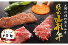 FYN9-176 山形牛【焼肉用】赤身カルビ（600g） 牛肉 山形県 西川町