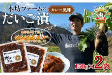 FYN9-693 本坊ファームのだいご漬 カレー風味 2袋 山形県西川町 つけもの ごはんの友