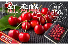 FYN9-943 贈答用 山形県産 さくらんぼ 紅秀峰 350g 特秀 2L以上 バラ詰め 2025年6月中旬頃から順次発送 初夏 果物 くだもの フルーツ 桜桃 チェリー 贈答 贈り物 プレゼント ギフト 化粧箱 期間限定 数量限定 産地直送 山形県 西川町 月山
