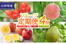 FYN9-953《先行予約》【定期便】 2024年 山形県産フルーツ定期便B 4回 （佐藤錦 あかつき 高徳りんご ラ・フランス） 2024年6月下旬から順次発送 さくらんぼ 桃 白桃 りんご リンゴ 林檎 ラフランス 西洋梨 果物 フルーツ 食べ比べギフト 贈答 化粧箱 数量限定 期間限定 産地直送 山形県 西川町 月山