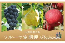 【 定期便 3回 】 フルーツ ３種類 定期便 ( ぶどう 洋梨 りんご ） 秀品 プレミアム 藍コース 農家直送 山形県 朝日町産 農産物 山形産 ブドウ ピオーネ ラ・フランス リンゴ サンふじ 果物 秋 冬