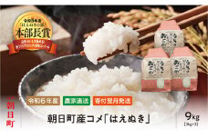 米 はえぬき 令和6年産 9kg （3kg・3袋） 2024年産 農家直送 精米 こめ コメ 山形県 朝日町産