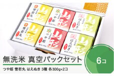 【9月30日受付終了】米 白米 つや姫 雪若丸 はえぬき 無洗米 パックごはん 真空パックセット 計6個 送料無料 山形県 ja-gtxxx6