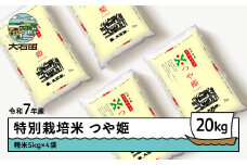 新米 米 令和7年産 米 つや姫 20㎏ 2026年1月下旬発送 大石田町産 特別栽培米 精米 ja-tssxa20-1s