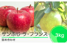 りんご サンふじ ラ・フランス 詰め合わせ 3kg 2025年産 果物 フルーツ くだもの 大石田 山形県 ja-fsflx3