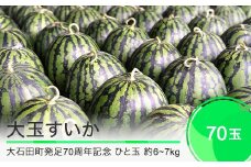 すいか 大玉 70玉 山形県産 【大石田町発足70周年記念】 gt-suoxx2×70