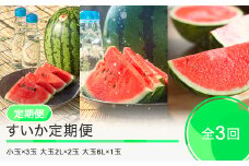 すいか 3回 定期便 令和7年産 2025年産 尾花沢すいか 大玉すいか 小玉すいか 計6玉 山形県 大石田町 フルーツ 果物 ja-tksux3
