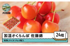  加温 さくらんぼ 佐藤錦 特秀Lサイズ プレゼント ギフト チョコ箱入 24粒 2026年産 令和8年産 山形県産 ふるさと納税 果物 くだもの フルーツ 期間限定 冷蔵配送 先行受付 グルメ 取り寄せ ご当地 特産 産地 直送 送料無料 東北 山形県 人気山形県産 ns-sntlc24